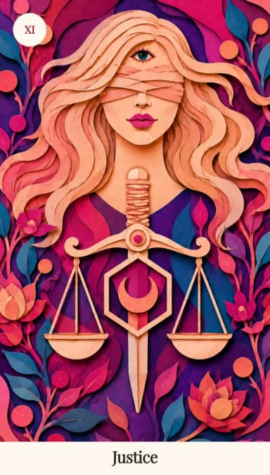 Justice tarot card, Spark Bloom Edition
