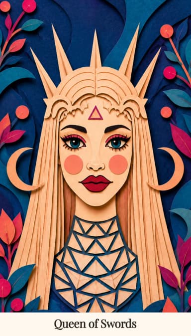 Queen of Swords tarot card, Spark Bloom Edition