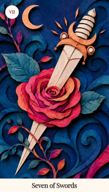 Seven of Swords tarot card, Spark Bloom Edition