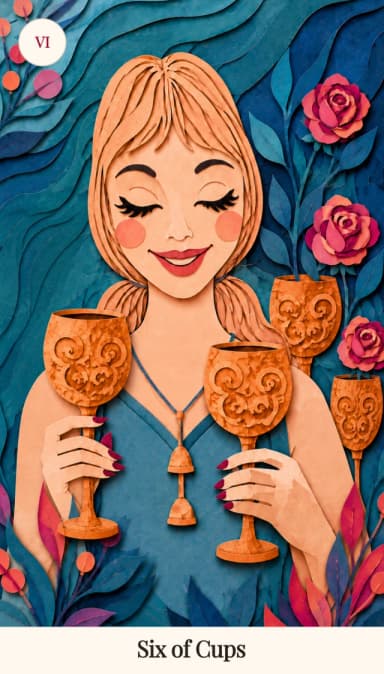 Six of Cups tarot card, Spark Bloom Edition