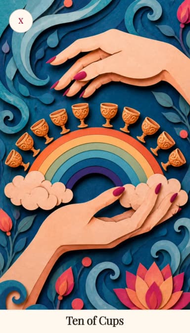Ten of Cups tarot card, Spark Bloom Edition