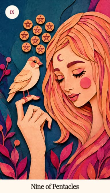 Nine of Pentacles tarot card, Spark Bloom Edition