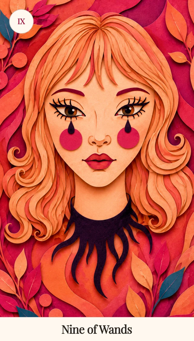 Nine of Wands tarot card, Spark Bloom Edition