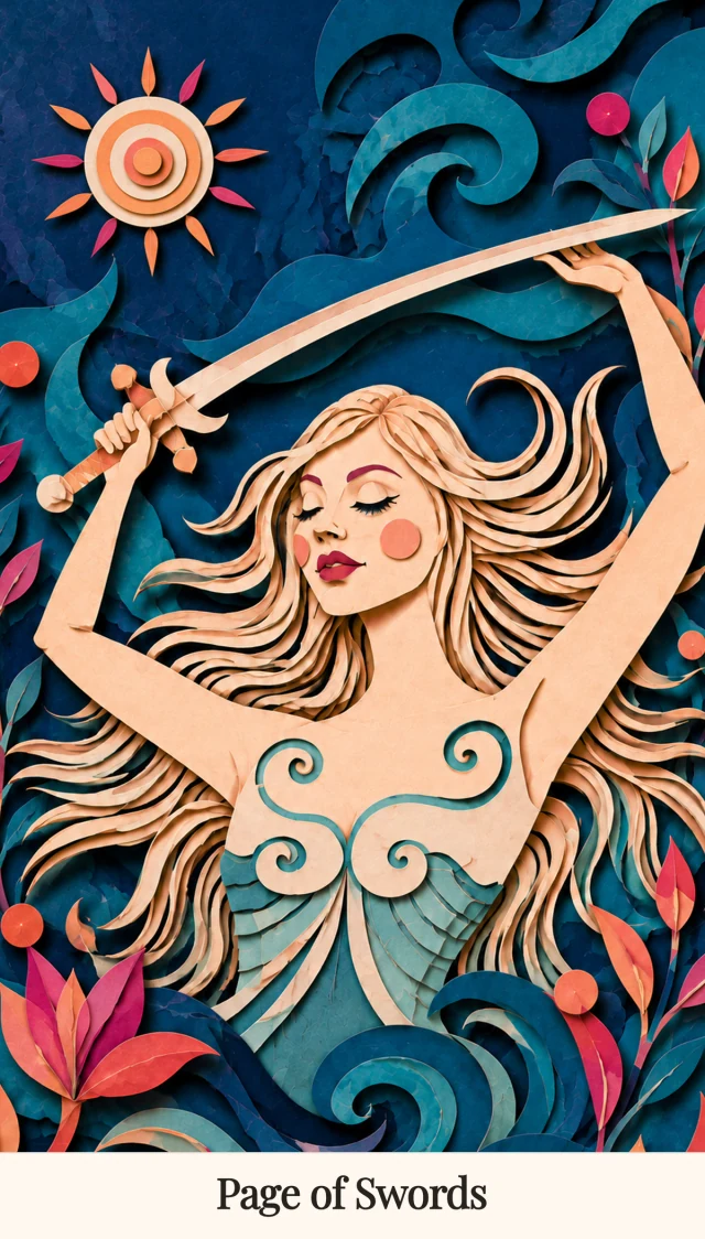 Page of Swords tarot card, Spark Bloom Edition