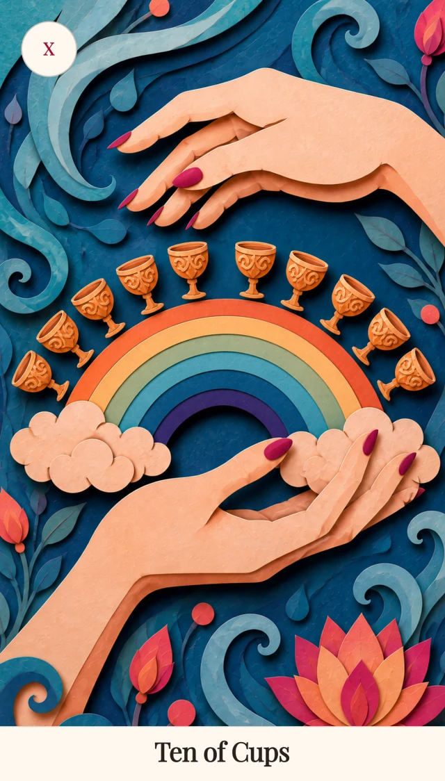 Ten of Cups tarot card, Spark Bloom Edition