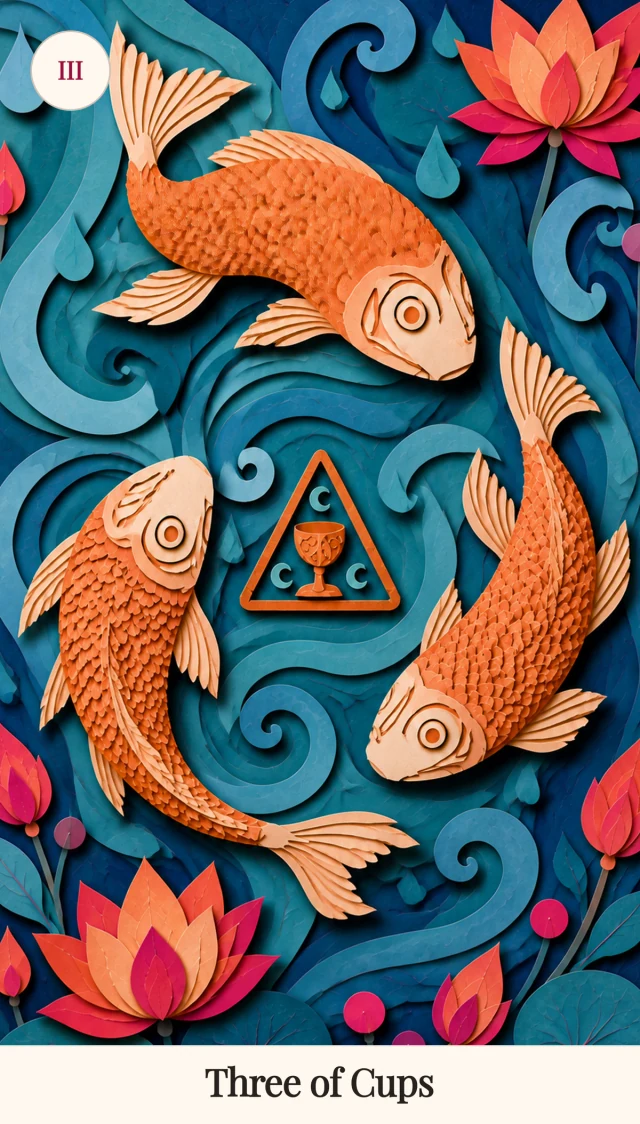 Three of Cups tarot card, Spark Bloom Edition