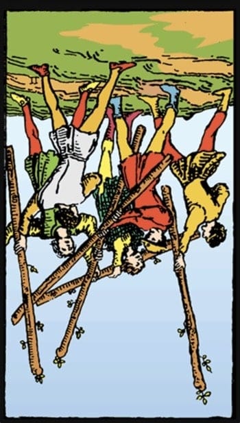 reversed five of wands