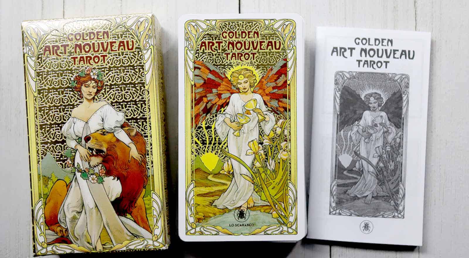 Golden Art Nouveau Tarot Deck 78 Cards With Guidebook Cards Occult