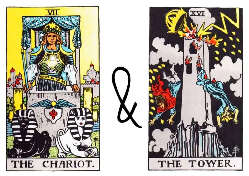 chariot tower tarot card combination