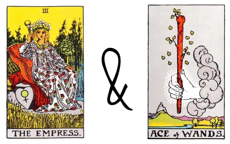 empress and ace of wands tarot card combination
