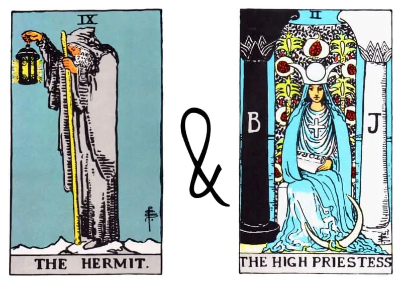hermit and high priestess combinations tarot
