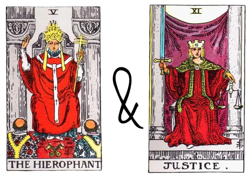 hierophant justice card combination tarot