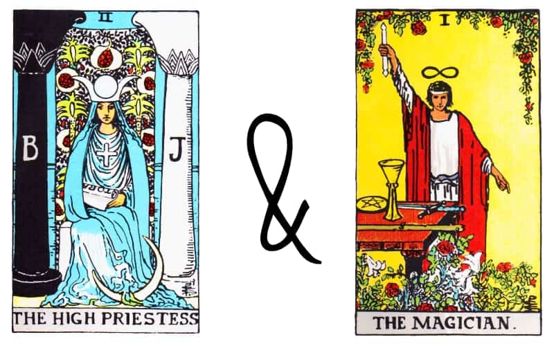 high priestess with magician card combination in tarot