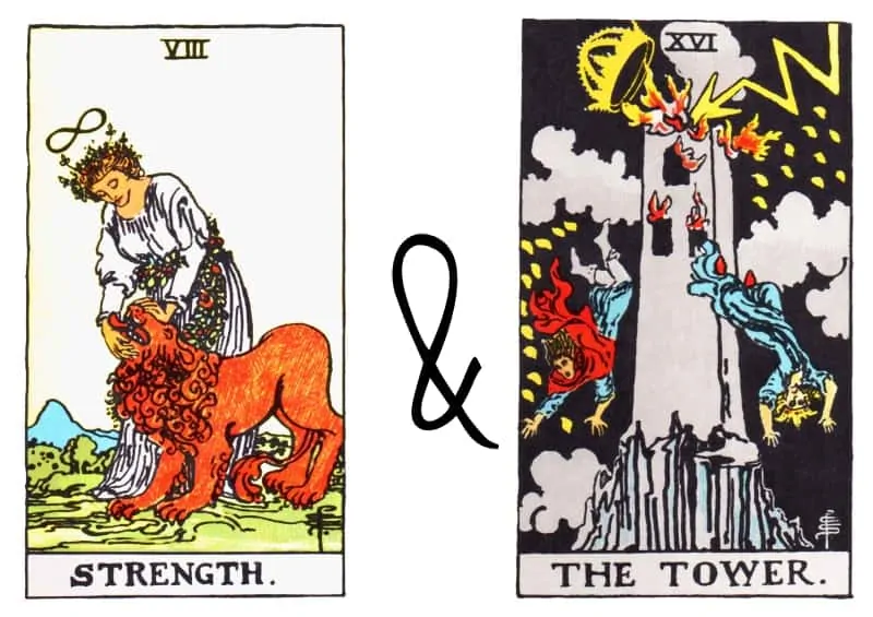 strenght and the tower card combination tarot
