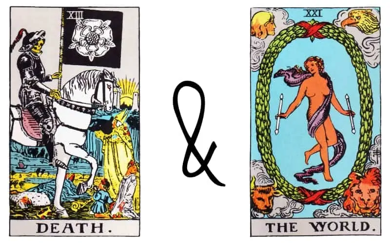 death card tarot and the world combination