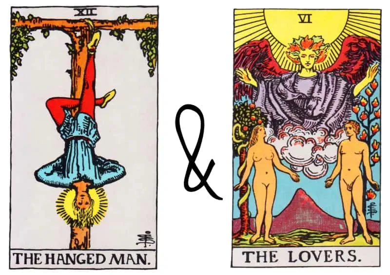 hangedman and lover tarot card combi