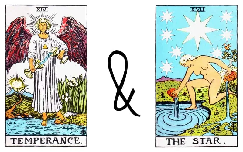 the temperance combination with star tarot card