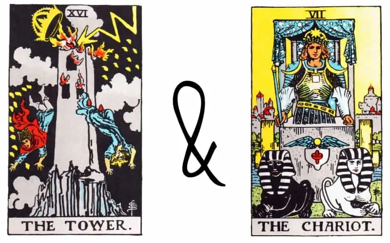 tower and chariot tarot card combination
