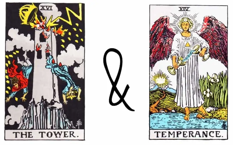 tower and temperance tarot card combination