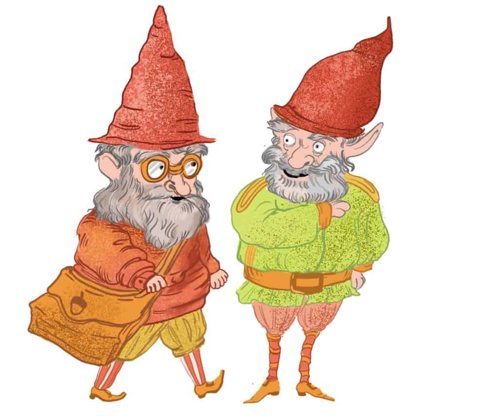 two gnomes mythical creatures drawing